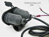 Dual Motorcycle Handlebar Mount USB Charger + 12 V Power Switch Plug Outlet - 12-vtechnology
