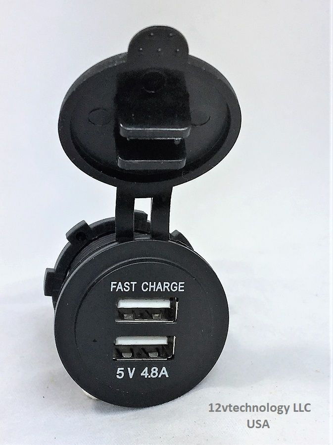 12 Volt DC 4.8A Waterproof Dual Car USB Charger Socket Outlet Plug Mar –  12vtechnology LLC