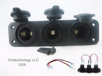 Waterproof Triple 12 Volt Accessory Plug Power Socket Lighter Outlet Jack Marine RV #3ck+V - 12-vtechnology