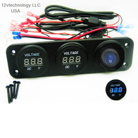 Two 12V Battery Bank Blue Voltmeter Monitor RV Marine House Starting Wired + Switch #swB1-2/2cvmrb/qplt/4sq/2ahrn60