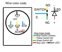 Push Button Switch SPDT w/ LED momentary or Push On/ Push OFF Latching 5 Wire 12V  #SWPB3-OF/M