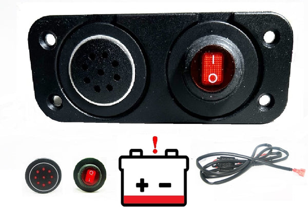 Battery 12V Low Voltage Alert Detector Discharge Alarm Monitor w/Mute Switch + Cable # BA11