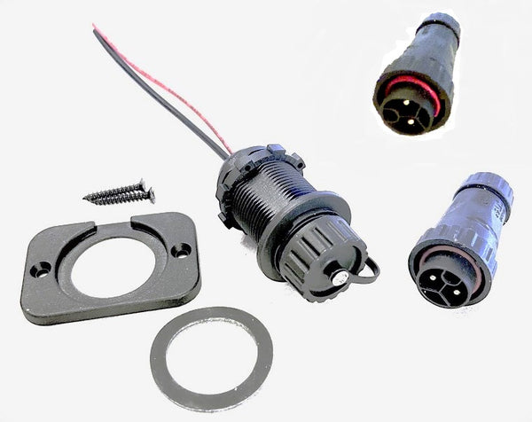 Waterproof Two 2-Pin Wire Connector Set w/ Extra Malel Marinel IP66 for 12V 24V Panel Mount # cn1+M1