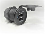 Double Housing 4.8 Amp USB Socket Charger + Blue Voltmeter 12 Volt w/ 60 Inch Wires YCN/CPB/CVMB/CMB2/4sq/a60