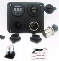 Panel High Power 4.2 A USB Charger + Voltmeter +12V Socket & Lighter Plug +Wires - 12-vtechnology