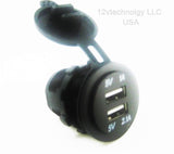Wired 3.1 Amp USB Charger + Voltmeter +12 Volt Socket + Switch Panel Marine Outlet - 12-vtechnology