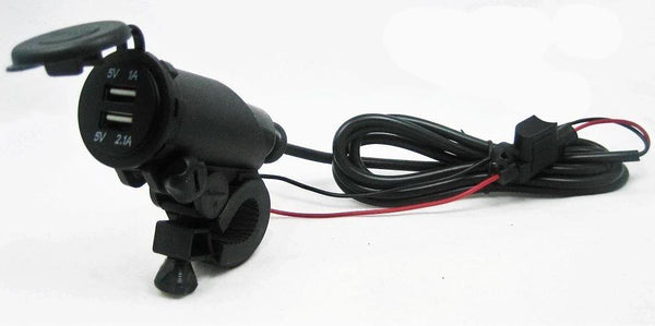 USB Charger 3.1 Amps Outlet Socket Plug 12V Outlet Handlebar Motorcycles Mount - 12-vtechnology