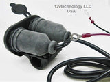 Dual Motorcycle Handlebar Mount USB Charger + 12 V Power Switch Plug Outlet - 12-vtechnology