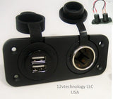 Waterproof Dual USB Charger and 12 Volt Heavy Duty High Power 20A Socket Dash Marine - 12-vtechnology