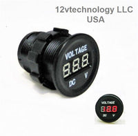 12V Battery Voltmeter Monitor 3 Banks Marine House Starting w/ Switch 60" Wires - 12-vtechnology