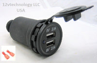 New Smart High Power 4.2 Amp USB Fast Charger Plug Socket 12V Waterproof w/ Boot - 12-vtechnology
