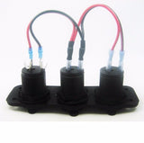 No LED Industrial Triple USB 9.3 Amp Chargers Panel Plug Mount Marine 12 Volt Outlet - 12-vtechnology