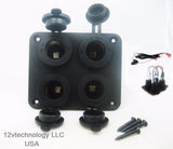 Rugged Quad 12 Volt Accessory Plug Socket Lighter Power Outlet Jack Marine RV Camper # 4ck+V - 12-vtechnology