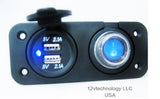 Waterproof Powerful 4.2 Amp Dual USB Charger, LED Rocker Switch, Wires Panel 12V - 12-vtechnology