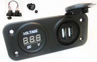 Dual USB 3.1A Charger + Voltmeter Panel Mount Marine 12V Motorcycle Power Outlet - 12-vtechnology