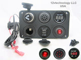 Battery 12V Voltmeter, Switch, 4.8A USB Charger, Voltage Alarm,, Plug & Socket - 12-vtechnology