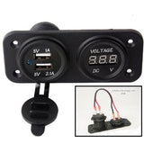 Twin USB 3.1 Amp Charger and Voltmeter Panel Mount Marine 12 V Motorcycle Outlet - 12-vtechnology