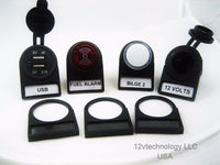 3X 12 Volt Power  Socket Outlet Label add YOUR CUSTOM TEXT - 12-vtechnology
