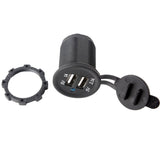 Waterproof Dual USB Charger Socket Outlet 3.1 amp Panel Mount Jack Motorcycle - 12-vtechnology