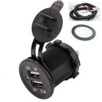 Waterproof Dual USB Charger Plug Socket Outlet 3.1 amp Panel Motorcycle w/ Wires - 12-vtechnology