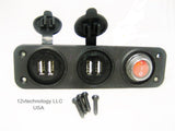 Triple Socket USB 12V Power Plug Outlet Surface Panel Mounting Plate - 12-vtechnology
