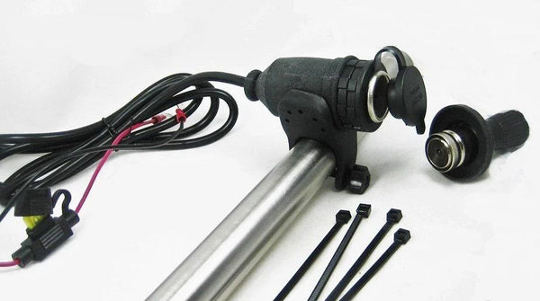Motorcycle Cigarette Lighter 12 V Socket Outlet Plug Handlebar Mount & 60" Wires - 12-vtechnology