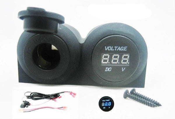 Battery Socket + Voltmeter Dash Status Monitor Solar Marine 12V RV Plug Outlet - 12-vtechnology