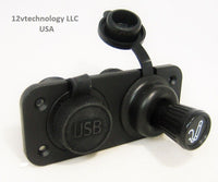 Sea Watertight Dual USB Charger + Heavy Duty Power Socket + Plug Blue Dash Boat - 12-vtechnology