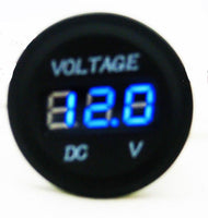 Industrial Large Body Waterproof Round 12 Volt Blue Voltmeter W/ Boot Battery Bank - 12-vtechnology