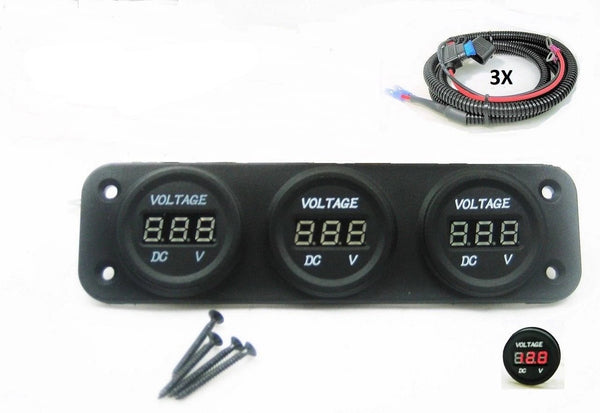 Three Battery Bank Monitor 12 Volt Voltmeter RV Marine Boat House Starting Wired - 12-vtechnology