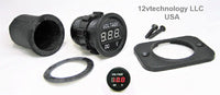 Waterproof 12 Volt Red Voltmeter W/boot Digital, Chargers Motorcycle Trucks RV Sea - 12-vtechnology