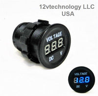 Large Body 12 / 24 Volt Digital Voltmeter Battery Chargers -Mount Socket Boot - 12-vtechnology