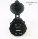 No LED Dual USB 3.1A Charger and Socket Panel Mount Marine 12V Boat Power Outlet - 12-vtechnology