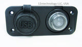 Waterproof Dual USB Charger and  Lighted Switch Marine 12 Volt Panel Dashboard - 12-vtechnology