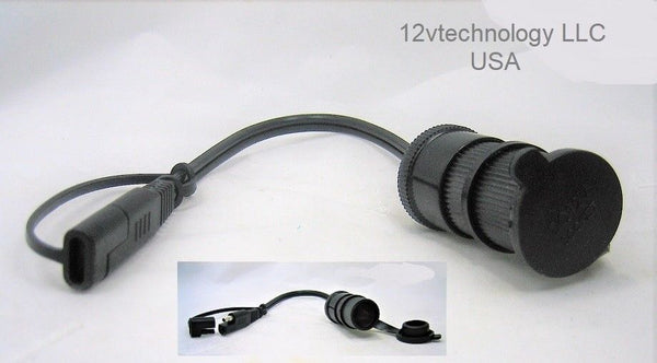 SAE 18" Connector Adapter 12V Lighter Truck 16 AWG Power Trailer Plug Cable #SAE1