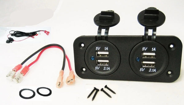 Waterproof Double Dual USB 3.1 A Charger Panel Mount Surface Marine 12 V Outlet - 12-vtechnology