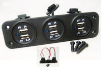 Triple USB 9.3 Amp Chargers Panel Plug Jack Mount Marine 12 V Motorcycle Outlet - 12-vtechnology