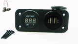 Dual USB Highest Power 4.2 Amp Charger, Voltmeter Panel Mount 12V Outlet No LED - 12-vtechnology