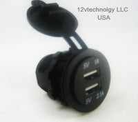 100X No LED Weatherproof Universal USB Charger Adapter Socket 12V Outlet Power Jack #100CYBD
