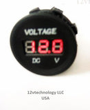 12V Battery Voltmeter Monitor Measures Low Charge Alarm Solar Bank 60" Wires - 12-vtechnology