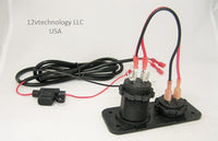 Jumper, Wire Harness for Double 12 Volt Sockets, USB, or Voltmeter- Fused 60” - 12-vtechnology