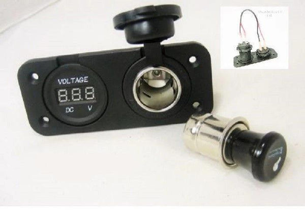 Cigarette Lighter Plug Socket Power Outlet Motorcycle Mount Marine 12V Voltmeter - 12-vtechnology