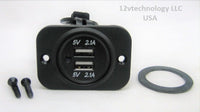 12 Volt DC 4.2A Waterproof Dual Car USB Charger Socket for iPhone 6  Plug Outlet - 12-vtechnology