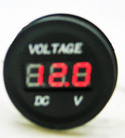 INDUSTRIAL THICK BODY RED 12-24V MOTORCYCLE LED DIGITAL VOLTMETER ROUND PANEL - 12-vtechnology