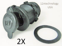 Two (2X) Cigarette Lighter Socket, Panel Outlet 12 Volt Marine Plug Jack Motorcycle - 12-vtechnology