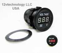 Waterproof 12 Volt Red Voltmeter W/boot Digital, Chargers Motorcycle Trucks RV Sea - 12-vtechnology