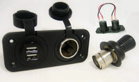 Sea Watertight Dual USB Charger + Heavy Duty Power Socket + Plug Blue Dash Boat - 12-vtechnology