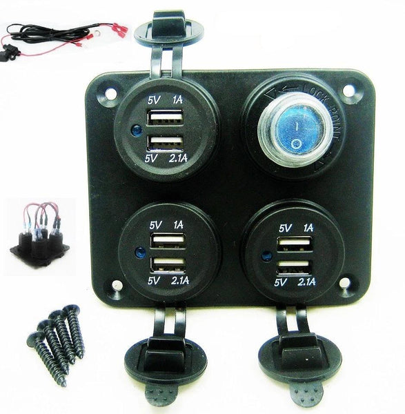 Fast Install Waterproof 9.3 Amp Dual USB Charging Station Switched W/ Wired 12V - 12-vtechnology