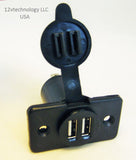Dual USB Charger Socket 12 Volt Plug Jack Panel Mount Boat Car Plug Outlet - 12-vtechnology