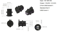 12V DC 3.1A Waterproof Dual Car USB Charger Socket Heavy Weather Cap U#/ycp - 12-vtechnology